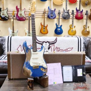 Fender Custom Shop Wild West Guitars 25th Anniversary 1960 Stratocaster Hardtail Madagascar Rosewood Fretboard Heavy Relic Lake Placid Blue 7.15 lbs - Image 6
