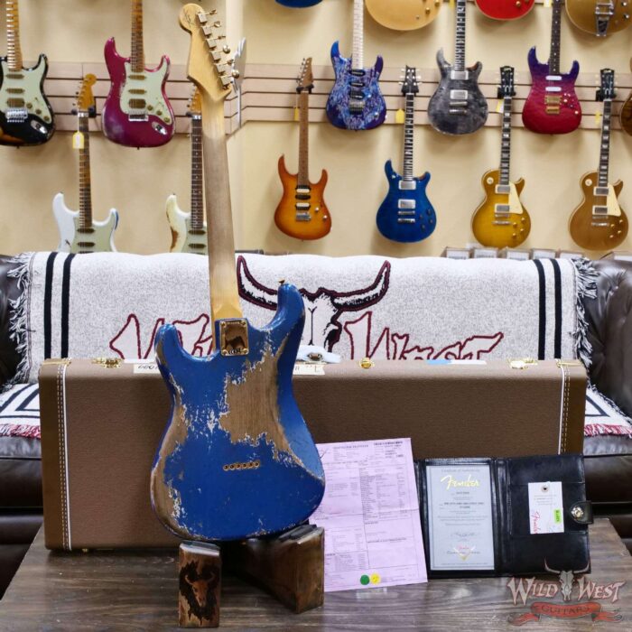 Fender Custom Shop Wild West Guitars 25th Anniversary 1960 Stratocaster Hardtail Madagascar Rosewood Fretboard Heavy Relic Lake Placid Blue 7.15 lbs - Image 11