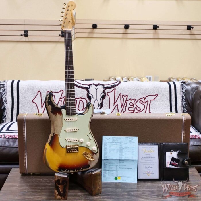 Fender Custom Shop Wild West Guitars 25th Anniversary 1960 Stratocaster Hardtail Madagascar Rosewood Fingerboard Heavy Relic 3 Tone Sunburst 7.10 LBS - Image 6