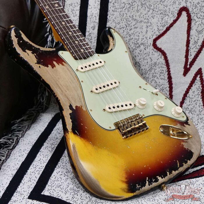 Fender Custom Shop Wild West Guitars 25th Anniversary 1960 Stratocaster Hardtail Madagascar Rosewood Fingerboard Heavy Relic 3 Tone Sunburst 7.10 LBS - Image 8