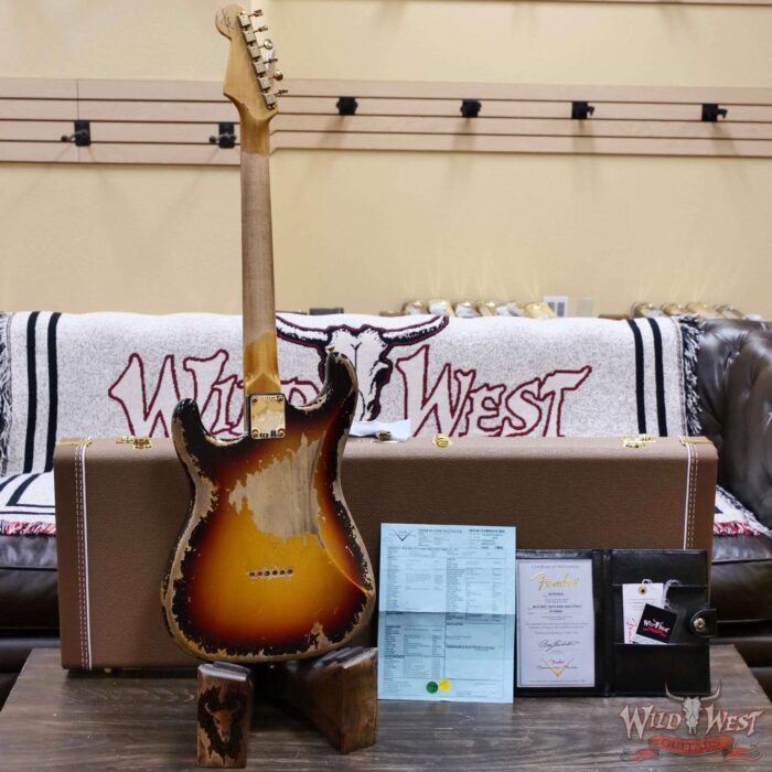 Fender Custom Shop Wild West Guitars 25th Anniversary 1960 Stratocaster Hardtail Madagascar Rosewood Fingerboard Heavy Relic 3 Tone Sunburst 7.10 LBS - Image 10