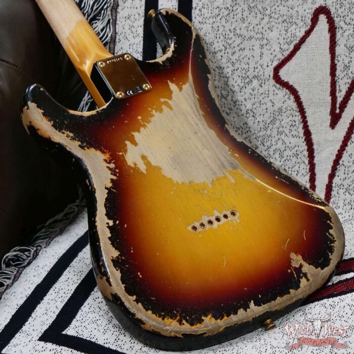Fender Custom Shop Wild West Guitars 25th Anniversary 1960 Stratocaster Hardtail Madagascar Rosewood Fingerboard Heavy Relic 3 Tone Sunburst 7.10 LBS - Image 12
