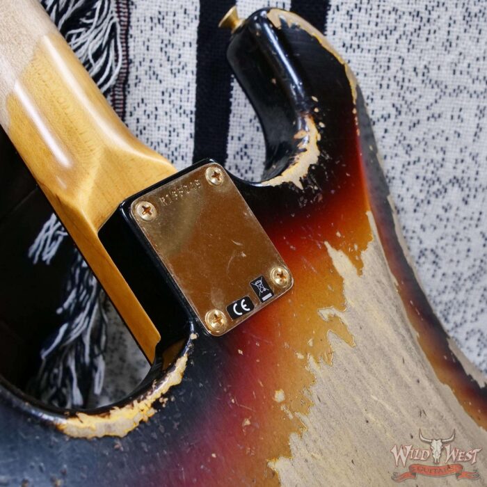 Fender Custom Shop Wild West Guitars 25th Anniversary 1960 Stratocaster Hardtail Madagascar Rosewood Fingerboard Heavy Relic 3 Tone Sunburst 7.10 LBS - Image 13