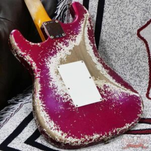Fender Custom Shop Wild West Pink Lightning Stratocaster Floyd Rose HSH Rosewood Fingerboard 22 Frets Heavy Relic Lipstick Pink Metallic 7.95 lbs - Image 12