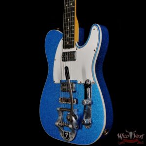 Fender Custom Shop TV Jones Telecaster Custom Bigsby Okoume Body Ebony Board Matching Headstock Journeyman Relic Blue Sparkle - Image 2