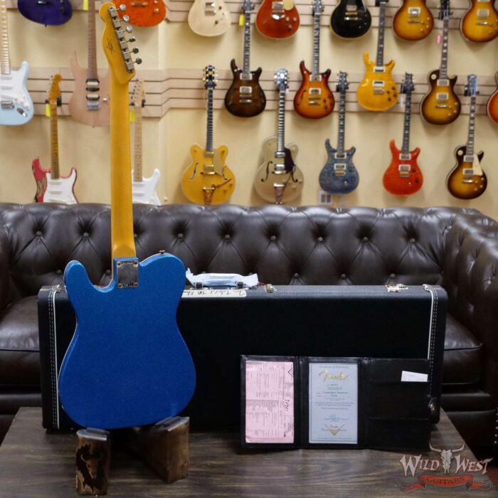Fender Custom Shop TV Jones Telecaster Custom Bigsby Okoume Body Ebony Board Matching Headstock Journeyman Relic Blue Sparkle - Image 9