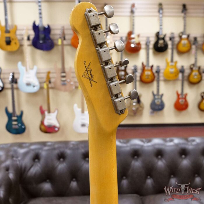 Fender Custom Shop TV Jones Telecaster Custom Bigsby Okoume Body Ebony Board Matching Headstock Journeyman Relic Blue Sparkle - Image 10