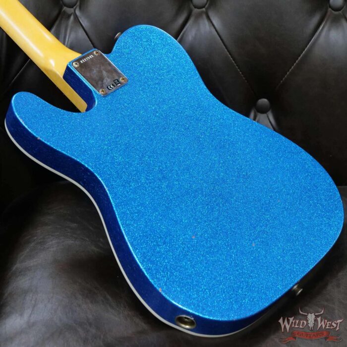 Fender Custom Shop TV Jones Telecaster Custom Bigsby Okoume Body Ebony Board Matching Headstock Journeyman Relic Blue Sparkle - Image 11