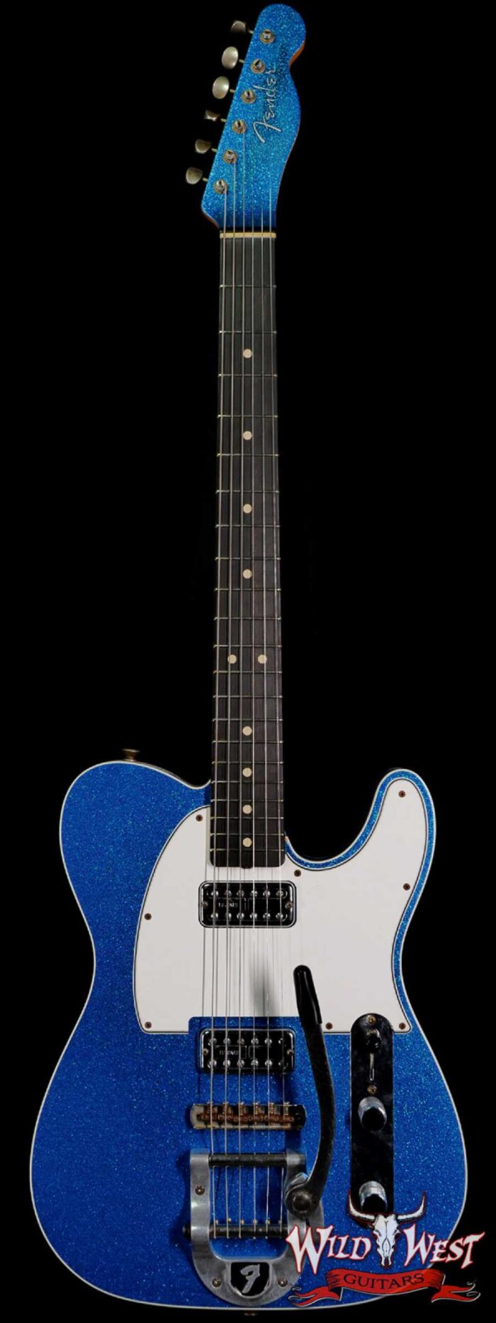 Fender Custom Shop TV Jones Telecaster Custom Bigsby Okoume Body Ebony Board Matching Headstock Journeyman Relic Blue Sparkle - Image 1