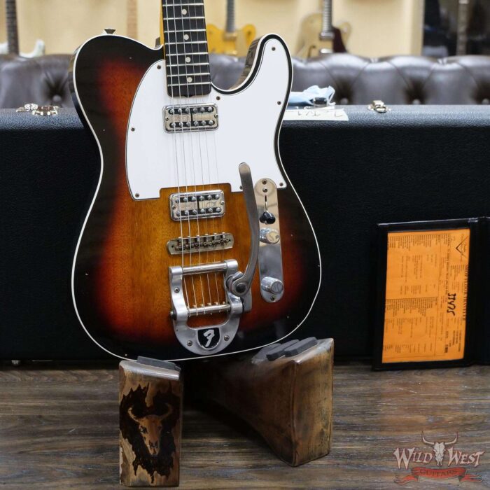 Fender Custom Shop TV Jones HH Telecaster Journeyman Relic Bigsby Okoume Body Ebony Fingerboard Matching Headstock 3Tone Sunburst - Image 8