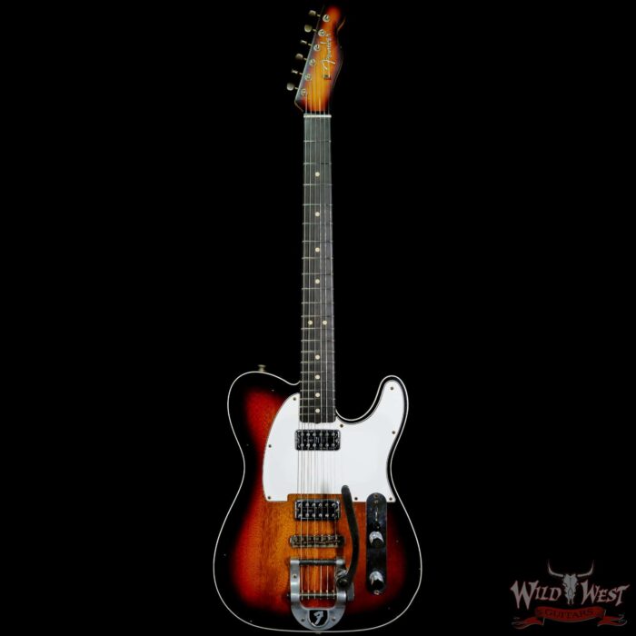 Fender Custom Shop TV Jones HH Telecaster Journeyman Relic Bigsby Okoume Body Ebony Fingerboard Matching Headstock 3Tone Sunburst - Image 3
