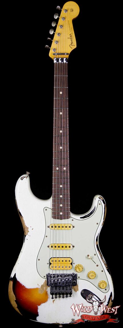 Fender Custom Shop White Lightning Stratocaster HSS Floyd Rose Heavy Relic Rosewood Board 22 Frets 3 Tone Sunburst