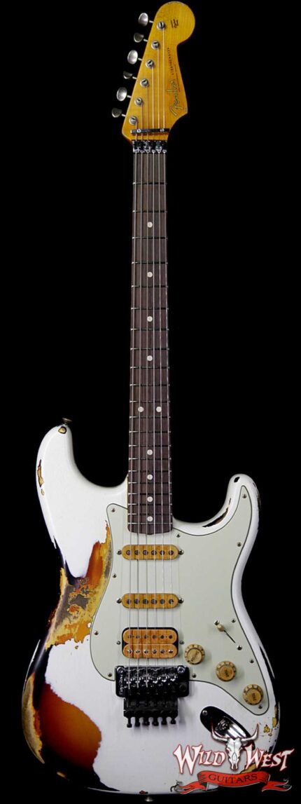 Fender Custom Shop White Lightning Stratocaster Floyd Rose HSS Rosewood Fingerboard 3 Tone Sunburst