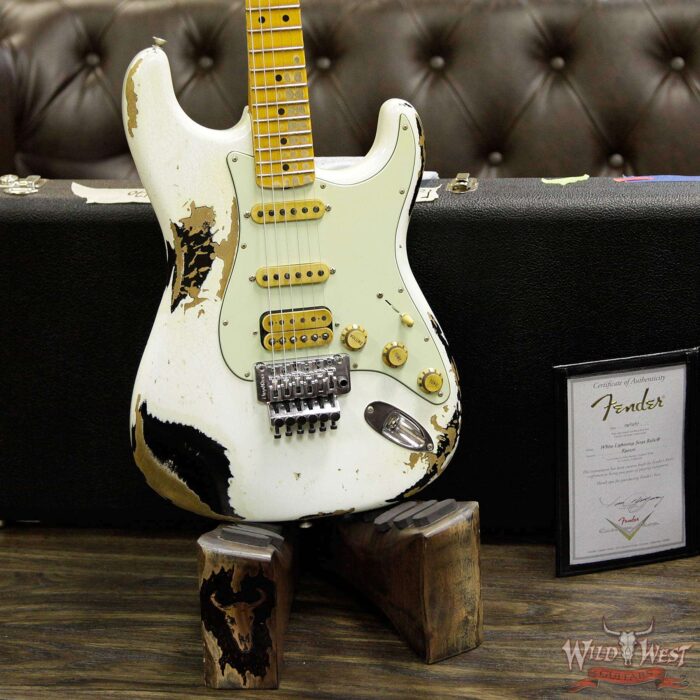 Fender Custom Shop White Lightning Floyd Rose 21 HSS Stratocaster Heavy Relic Olympic White / Black - Image 13