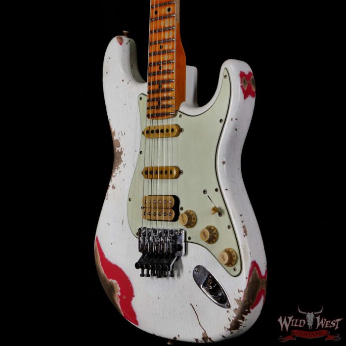 Fender Custom Shop Wild West White Lightning Stratocaster Floyd Rose Heavy Relic Maple Fingeboard Fiesta Red - Image 2