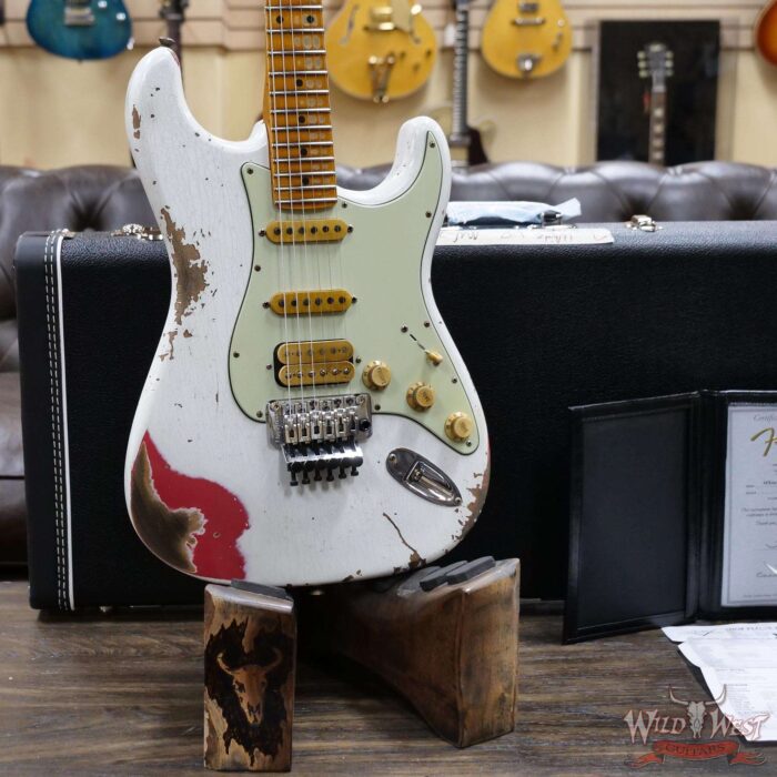 Fender Custom Shop Wild West White Lightning Stratocaster Floyd Rose Heavy Relic Maple Fingeboard Fiesta Red - Image 8