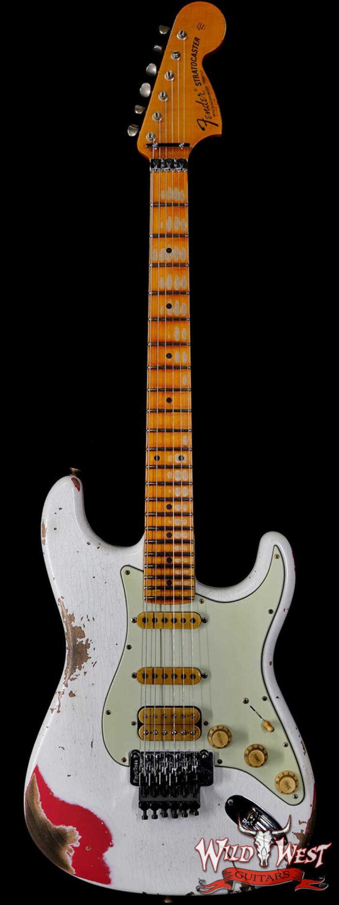 Fender Custom Shop Wild West White Lightning Stratocaster Floyd Rose Heavy Relic Maple Fingeboard Fiesta Red - Image 1