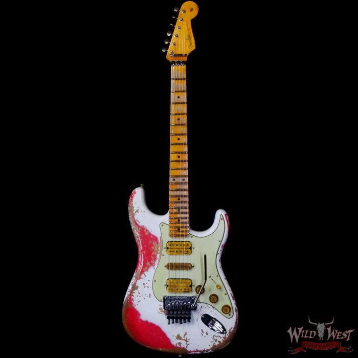 Fender Custom Shop Wild West White Lightning Stratocaster HSH Floyd Rose Maple Board 22 Frets Heavy Relic Fiesta Red 7.60 Pounds - Image 3
