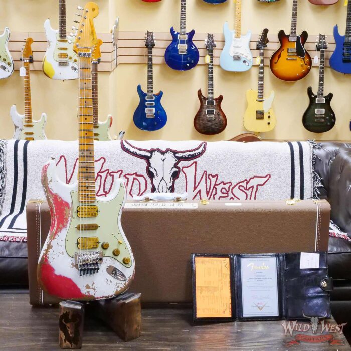 Fender Custom Shop Wild West White Lightning Stratocaster HSH Floyd Rose Maple Board 22 Frets Heavy Relic Fiesta Red 7.60 Pounds - Image 6