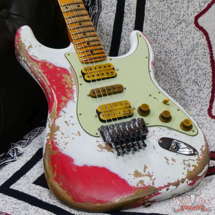 Fender Custom Shop Wild West White Lightning Stratocaster HSH Floyd Rose Maple Board 22 Frets Heavy Relic Fiesta Red 7.60 Pounds - Image 8