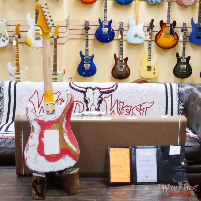 Fender Custom Shop Wild West White Lightning Stratocaster HSH Floyd Rose Maple Board 22 Frets Heavy Relic Fiesta Red 7.60 Pounds - Image 10