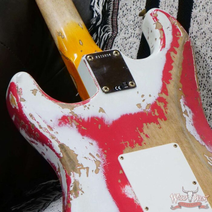 Fender Custom Shop Wild West White Lightning Stratocaster HSH Floyd Rose Maple Board 22 Frets Heavy Relic Fiesta Red 7.60 Pounds - Image 13