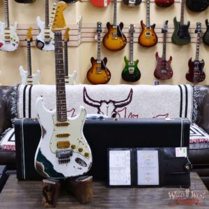 Fender Custom Shop Wild West White Lightning Stratocaster HSS Floyd Rose Rosewood Board 22 Frets Heavy Relic British Racing Green - Image 6