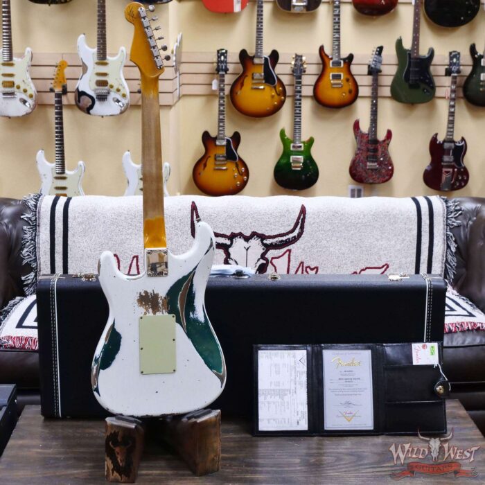 Fender Custom Shop Wild West White Lightning Stratocaster HSS Floyd Rose Rosewood Board 22 Frets Heavy Relic British Racing Green - Image 10