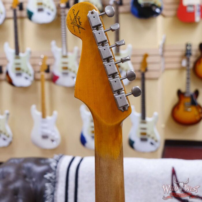 Fender Custom Shop Wild West White Lightning Stratocaster HSS Floyd Rose Rosewood Board 22 Frets Heavy Relic British Racing Green - Image 11