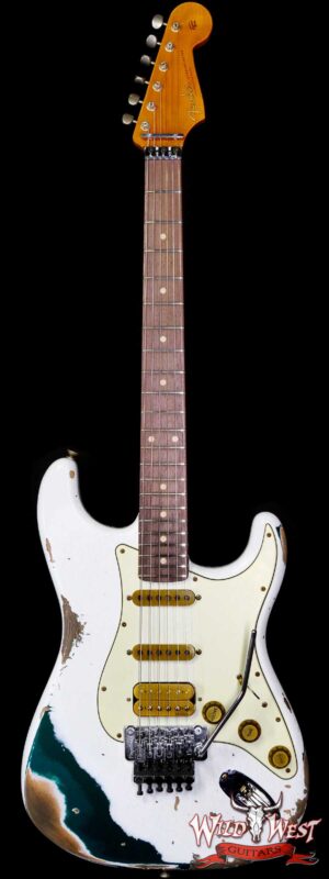 Fender Custom Shop Wild West White Lightning Stratocaster HSS Floyd Rose Rosewood Board 22 Frets Heavy Relic British Racing Green