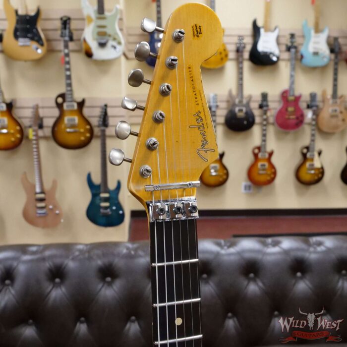 Fender Custom Shop Wild West White Lightning Stratocaster HSS Floyd Rose Rosewood Board 22 Frets Heavy Relic Lake Placid Blue - Image 7