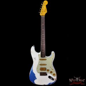 Fender Custom Shop Wild West White Lightning 2.0 Stratocaster HSS Rosewood Board 21 Frets Heavy Relic Lake Placid Blue - Image 3