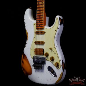 Fender Custom Shop Wild West White Lightning Stratocaster HSS Floyd Rose Maple Board 22 Frets Heavy Relic 2 Tone Sunburst - Image 2