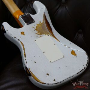 Fender Custom Shop Wild West White Lightning Stratocaster HSS Floyd Rose Maple Board 22 Frets Heavy Relic 2 Tone Sunburst - Image 12