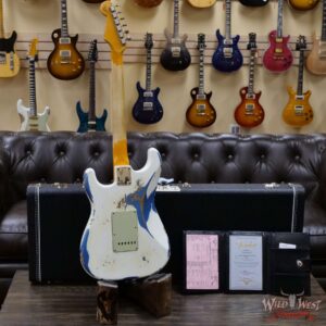 Fender Custom Shop Wild West White Lightning 2.0 Stratocaster HSS Maple Board 21 Frets Heavy Relic Lake Placid Blue - Image 9