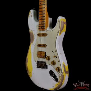Fender Custom Shop Wild West White Lightning 2.0 Stratocaster HSS Rosewood Board 21 Frets Heavy Relic Graffiti Yellow - Image 2