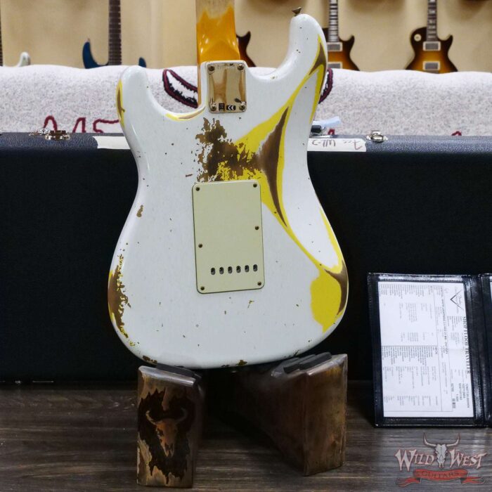 Fender Custom Shop Wild West White Lightning 2.0 Stratocaster HSS Maple Board 21 Frets Heavy Relic Graffiti Yellow - Image 11