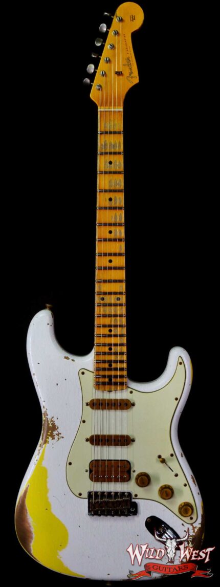 Fender Custom Shop Wild West White Lightning 2.0 Stratocaster HSS Maple Board 21 Frets Heavy Relic Graffiti Yellow