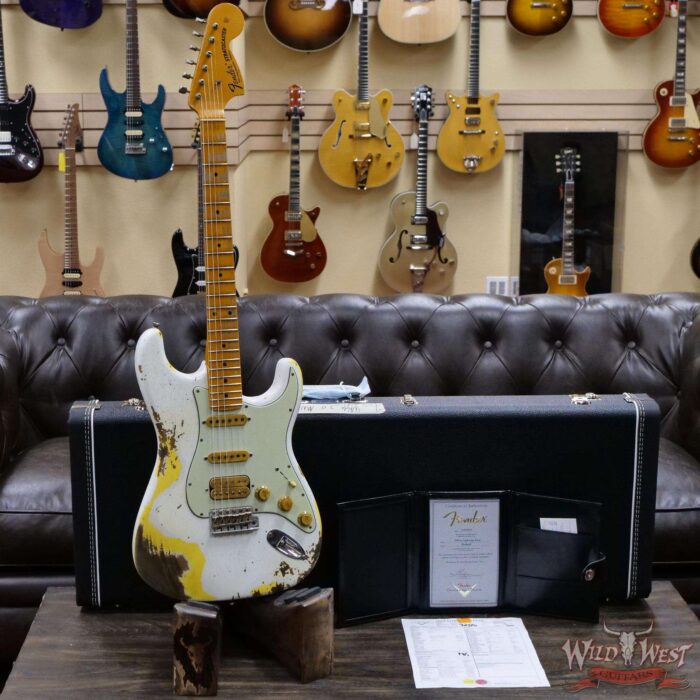 Fender Custom Shop Wild West White Lightning Stratocaster 2.0 Heavy Relic Maple Fingeboard Graffiti Yellow - Image 6