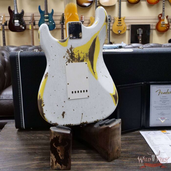 Fender Custom Shop Wild West White Lightning Stratocaster 2.0 Heavy Relic Maple Fingeboard Graffiti Yellow - Image 12