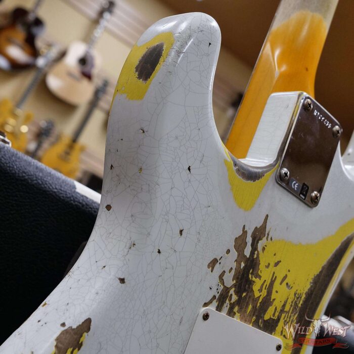 Fender Custom Shop Wild West White Lightning Stratocaster 2.0 Heavy Relic Maple Fingeboard Graffiti Yellow - Image 13