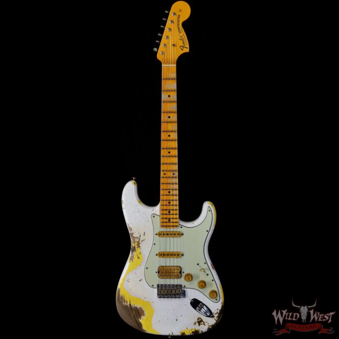 Fender Custom Shop Wild West White Lightning Stratocaster 2.0 Heavy Relic Maple Fingeboard Graffiti Yellow - Image 3