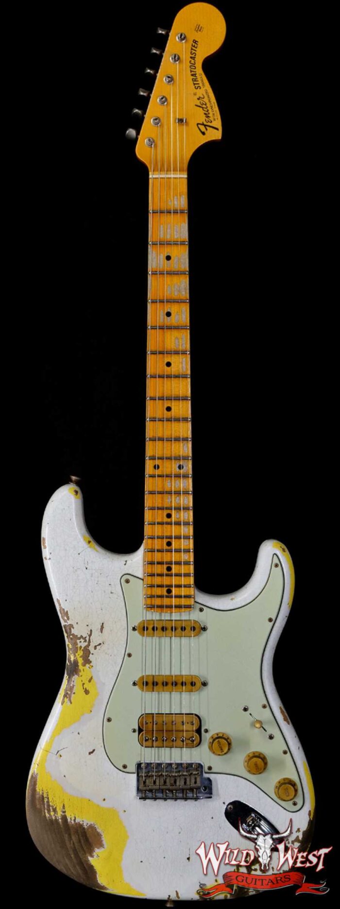 Fender Custom Shop Wild West White Lightning Stratocaster 2.0 Heavy Relic Maple Fingeboard Graffiti Yellow - Image 1
