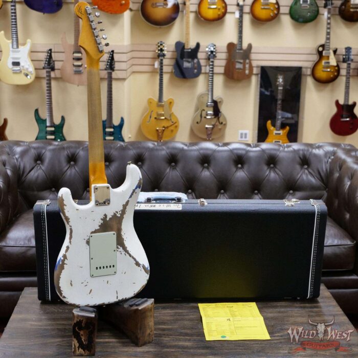 Fender Custom Shop Wild West White Lightning Stratocaster 2.0 Heavy Relic Maple Fingeboard Lake Placid Blue - Image 9