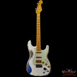 Fender Custom Shop Wild West White Lightning Stratocaster 2.0 Heavy Relic Maple Fingeboard Lake Placid Blue - Image 3