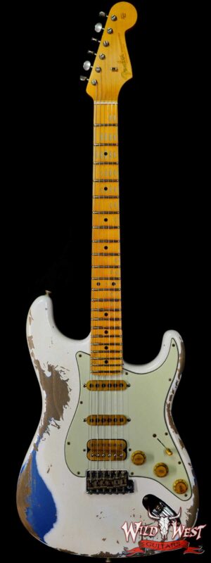Fender Custom Shop Wild West White Lightning Stratocaster 2.0 Heavy Relic Maple Fingeboard Lake Placid Blue