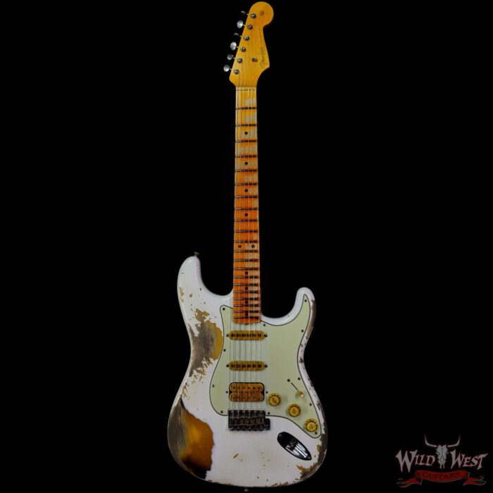 Fender Custom Shop Wild West White Lightning Stratocaster 2.0 Heavy Relic Maple Board 2 Tone Sunburst - Image 3