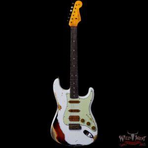Fender Custom Shop Wild West White Lightning 2.0 Stratocaster HSS Rosewood Board 21 Frets Heavy Relic 3 Tone Sunburst - Image 3