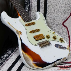 Fender Custom Shop Wild West White Lightning 2.0 Stratocaster HSS Rosewood Board 21 Frets Heavy Relic 3 Tone Sunburst - Image 8