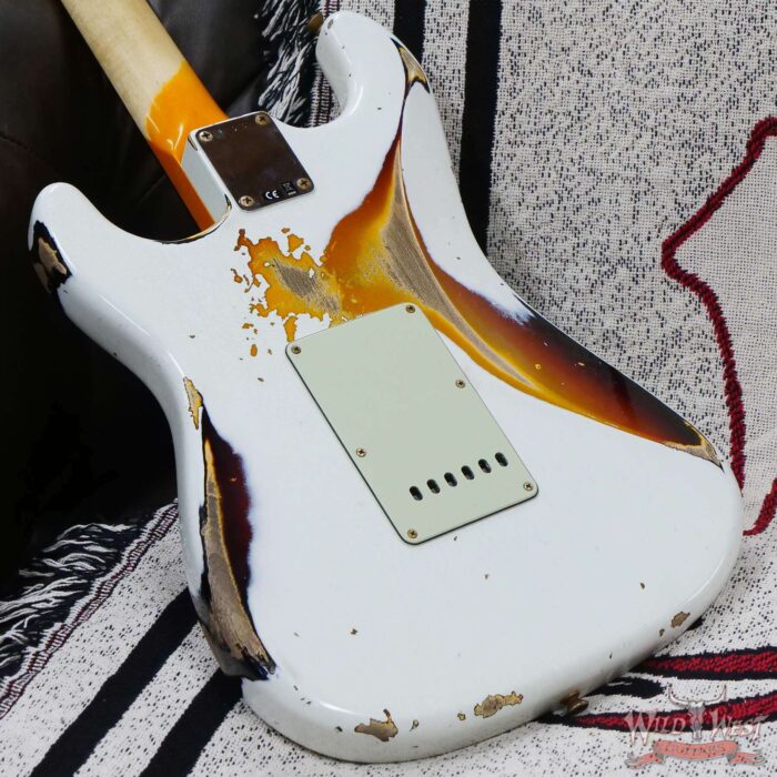 Fender Custom Shop Wild West White Lightning 2.0 Stratocaster HSS Rosewood Board 21 Frets Heavy Relic 3 Tone Sunburst - Image 12